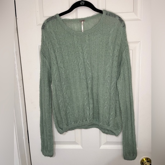 Free People / Angel Soft Pullover Sweater Mint Fresh Combo Alpaca Wool Blend XS - Picture 9 of 16